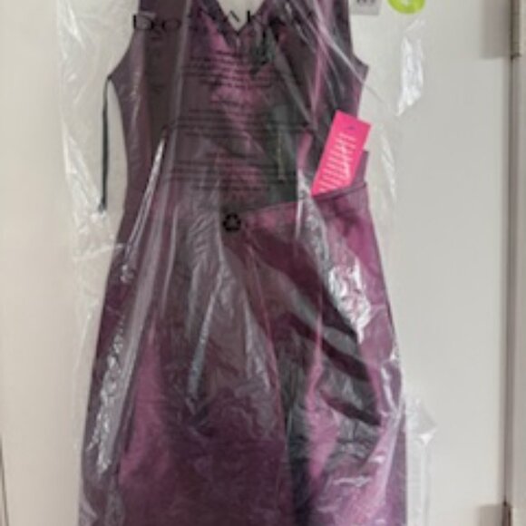 Midi Dress, Donna Karan, Solid Twill Satin Surplice, Still in packing - Picture 3 of 5